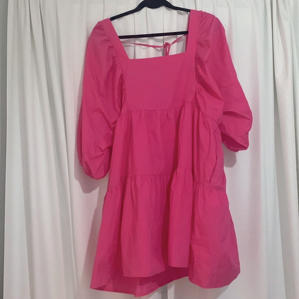 Pink Babydoll Midi Dress